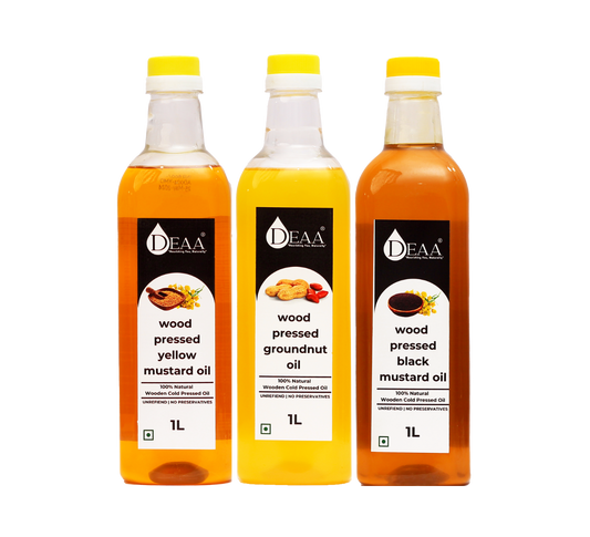 DEAA Combo 1ltr Yellow Mustard Oil + 1ltr Groundnut Oil + 1ltr Black Mustard Oil