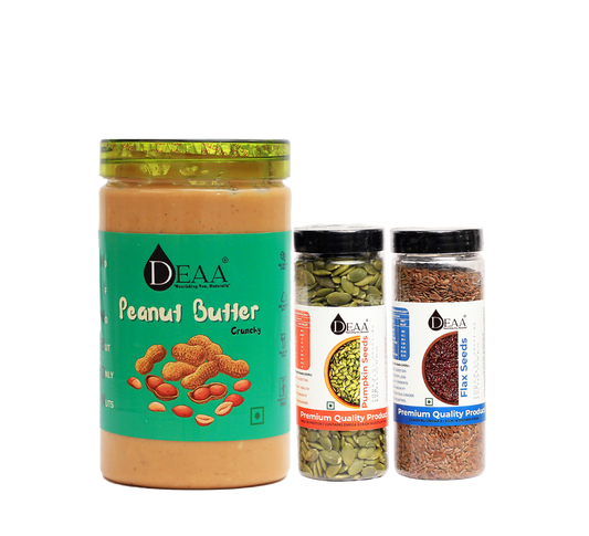 DEAA Combo 700g Peanut Butter Crunchy + 200g Pumpkin Seeds + 200g Flax Seeds