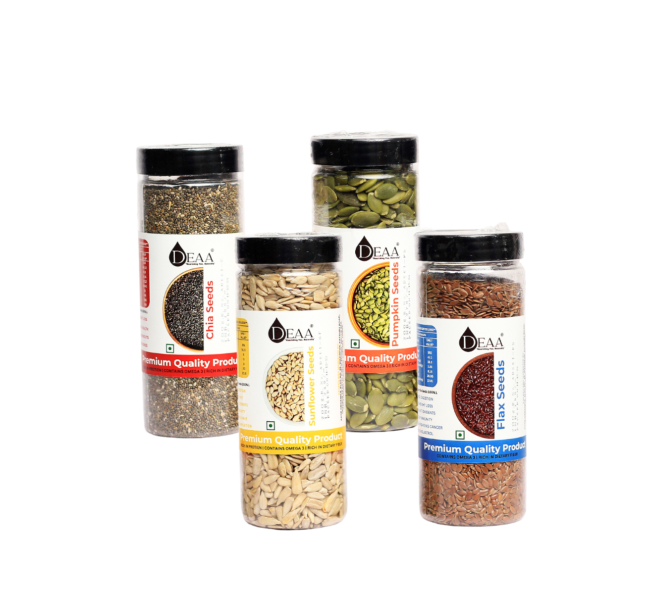 DEAA Super Seeds Combo 200g Each Chia Seeds, Sunflower Seeds, Pumpkin Seeds, Flax Seeds
