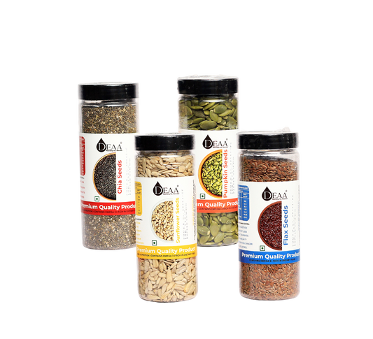 DEAA Super Seeds Combo 200g Each Chia Seeds, Sunflower Seeds, Pumpkin Seeds, Flax Seeds