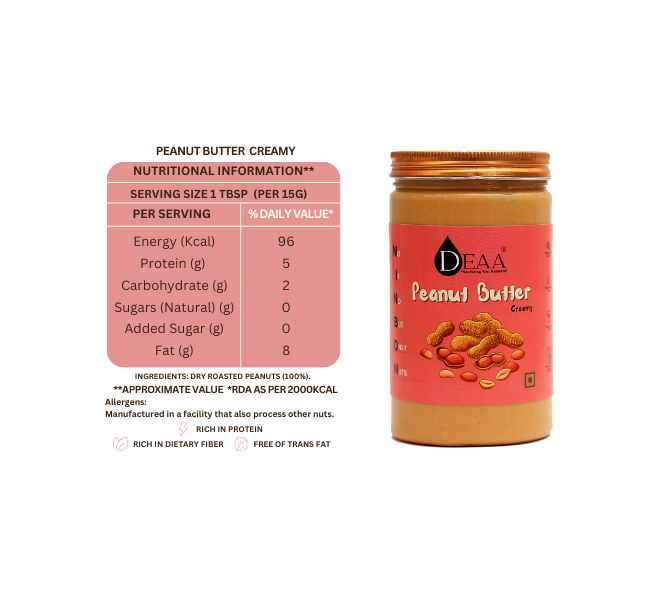 DEAA Combo 700g Peanut Butter Creamy + 200g Chia Seeds + 200g Sunflower Seeds