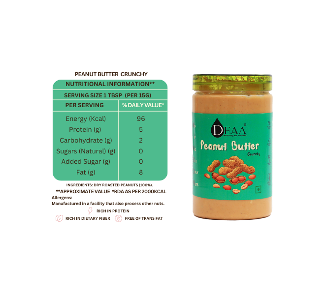 DEAA Combo 700g Peanut Butter Crunchy + 200g Pumpkin Seeds + 200g Flax Seeds