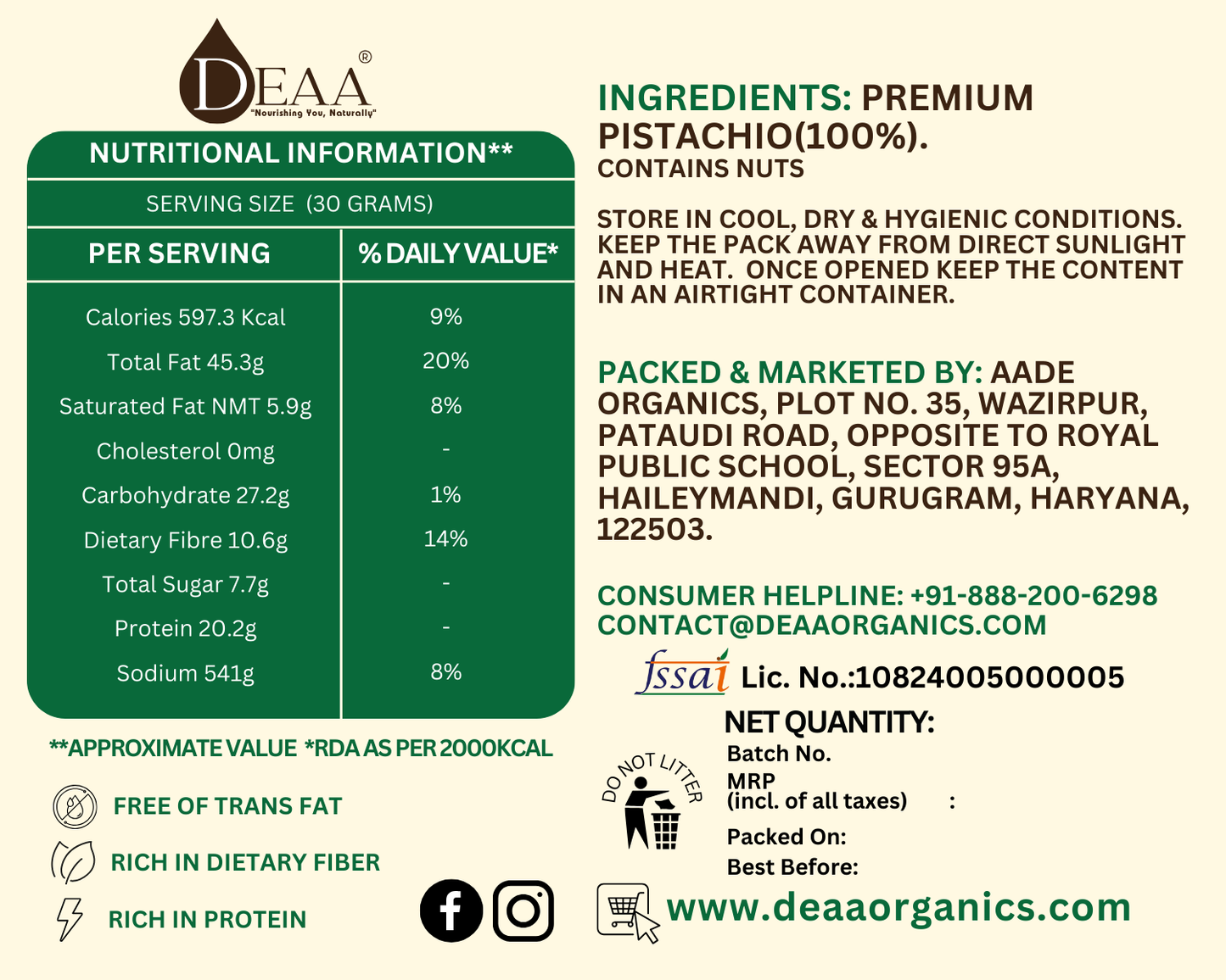DEAA Premium Pistachios - A Symphony of Flavour and Healthful pleasure