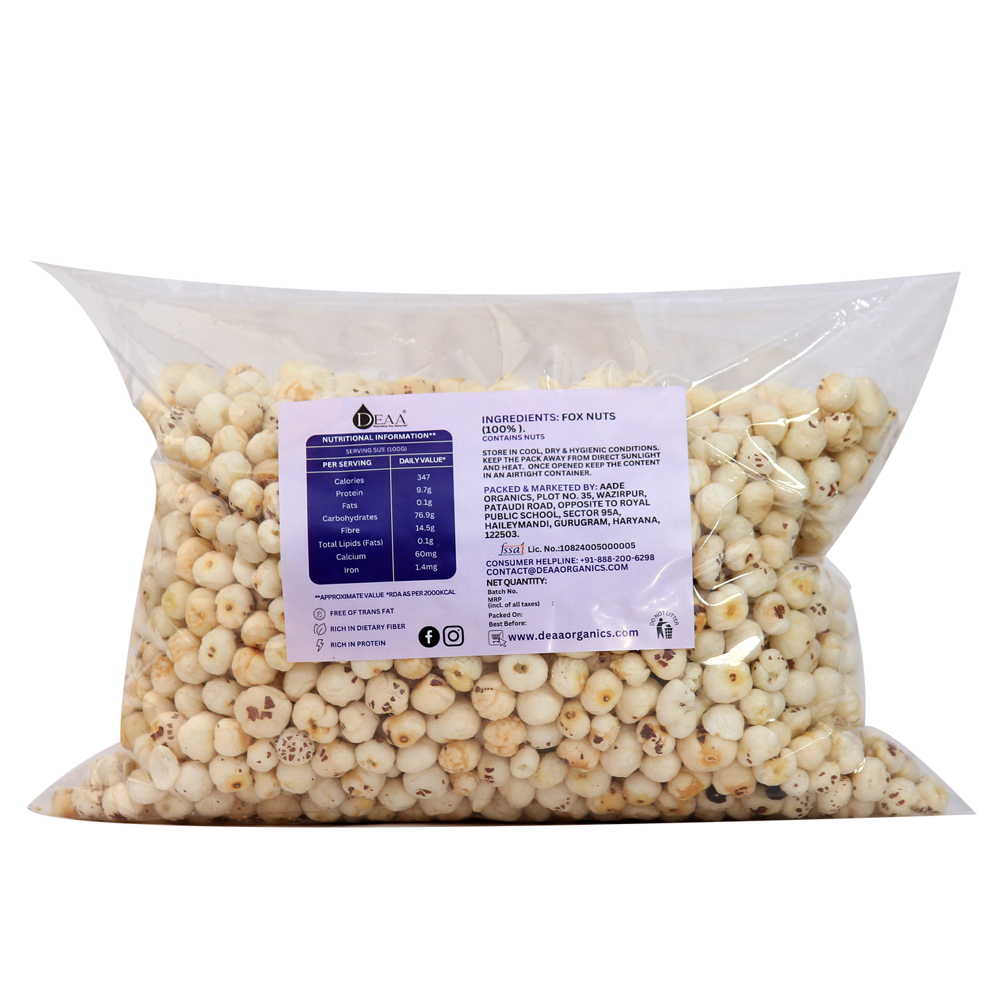 DEAA Fox Nuts (Makhana) - Nature's Crunchy Elegance