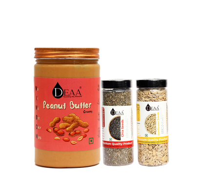 Save More With DEAA Combos 700g Peanut Butter Creamy + 200g Chia Seeds + 200g Sunflower Seeds