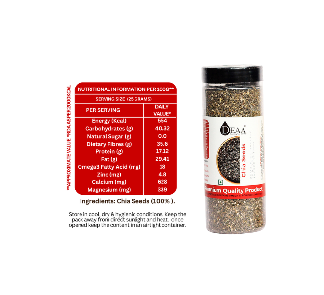 Save More With DEAA Super Seeds Combo 200g Each Chia Seeds, Sunflower Seeds, Pumpkin Seeds, Flax Seeds