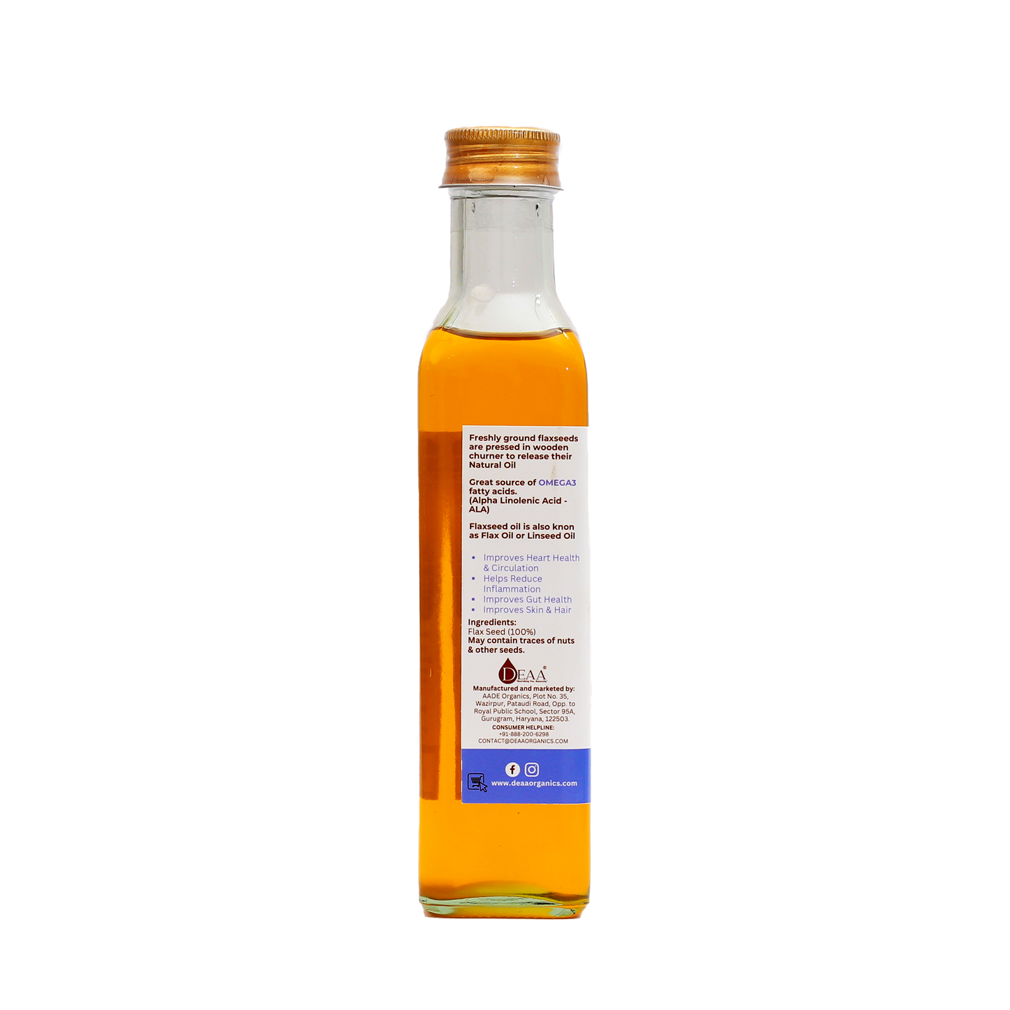 DEAA Wood-Pressed Flaxseed Oil 100% Pure, Natural & Chemical Free