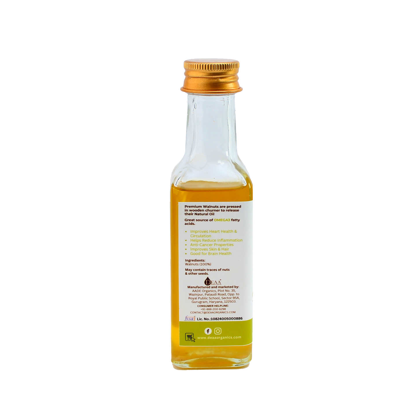 DEAA Wood-Pressed Walnut Oil - 100% Pure, Natural & Chemical Free