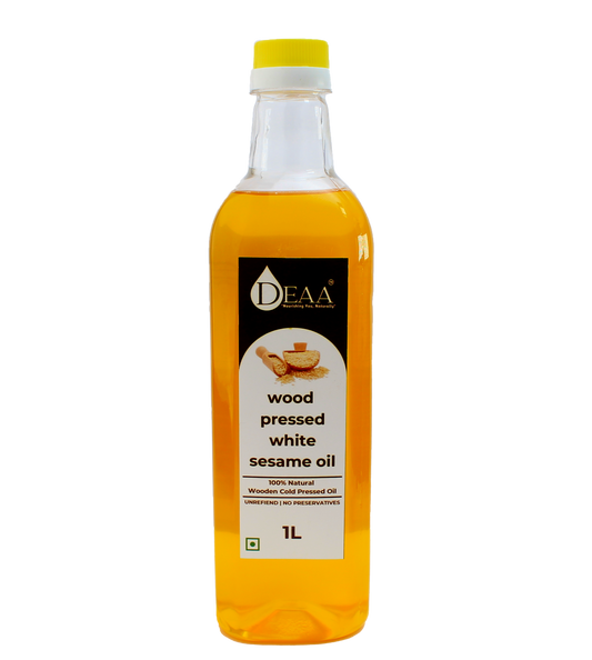 DEAA Wood-Pressed White Sesame Oil - Pure, Rich, and Nutrient-Packed (1Ltr.)